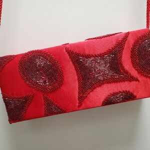 Elegant Red Beaded Clutch